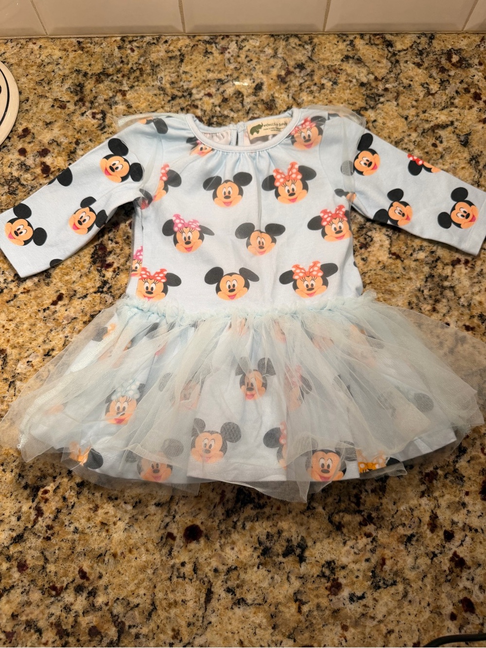 Monica + Andy Minnie & Mickey Light Blue Tulle Kids Dress | 3-6 months